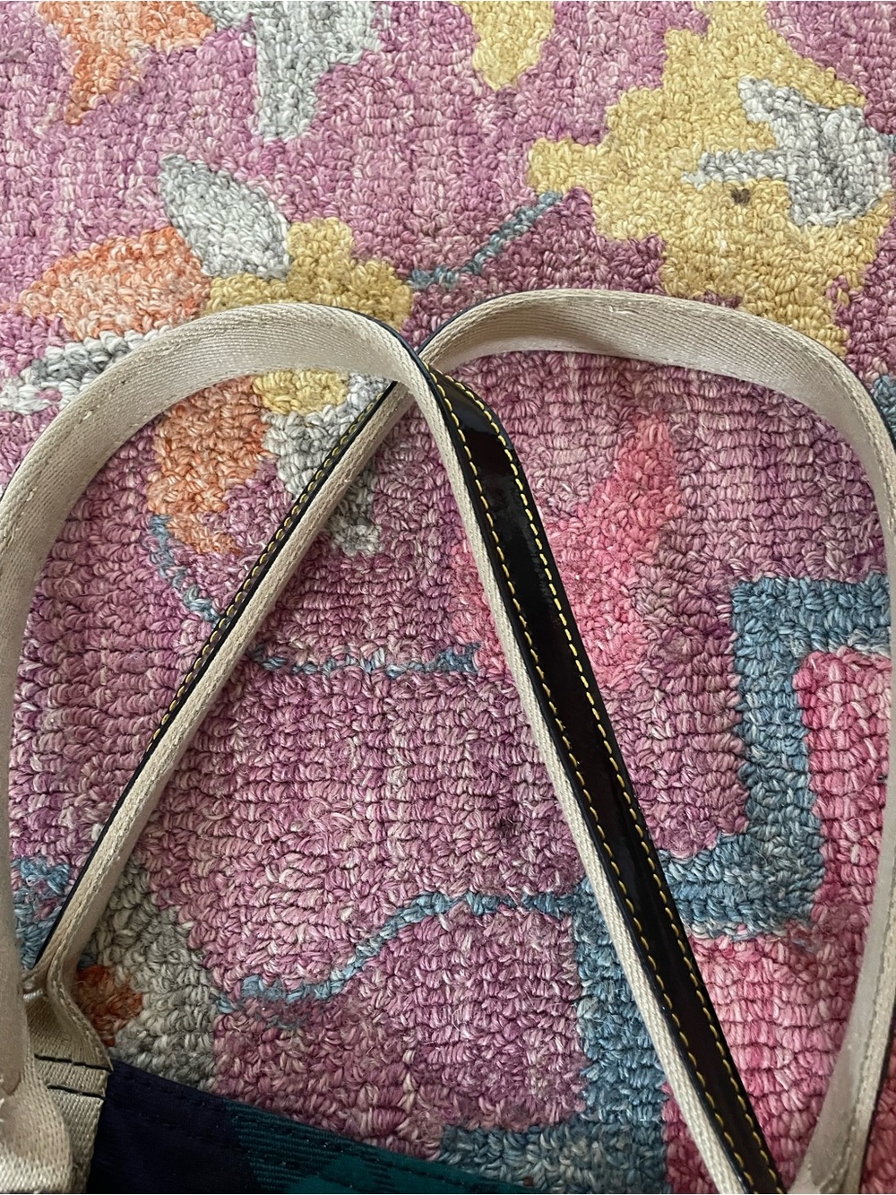 Dooney & Bourke Navy and Green Tartan Plaid Tote Bag - Picture 3 of 7
